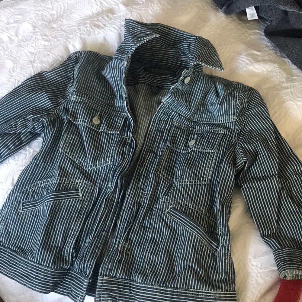 Like new! Striped denim jacket